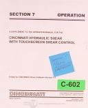 Cincinnati Hydraulic Shear, touchscreen Software 1.4 Manual